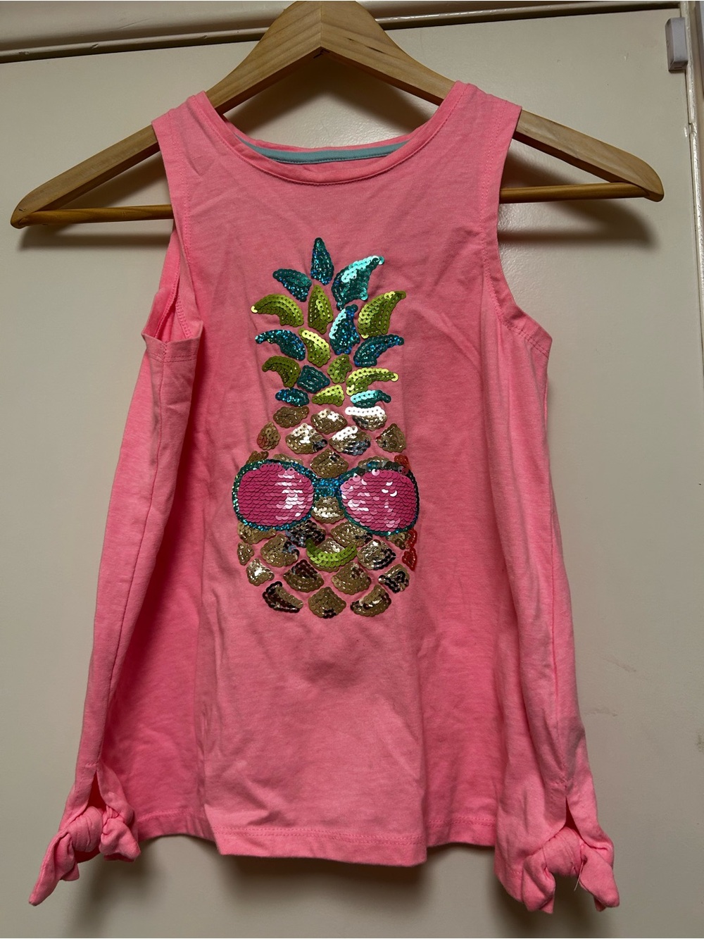 Tommy Bahama Pink Girls Sequin Pineapple Tank with Knotted Sides